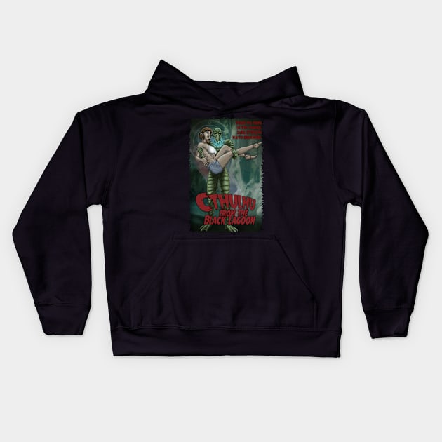 Cthulhu From the Black Lagoon Kids Hoodie by MontisEcho